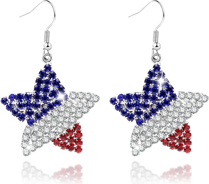 Crystal USA Flag Earrings