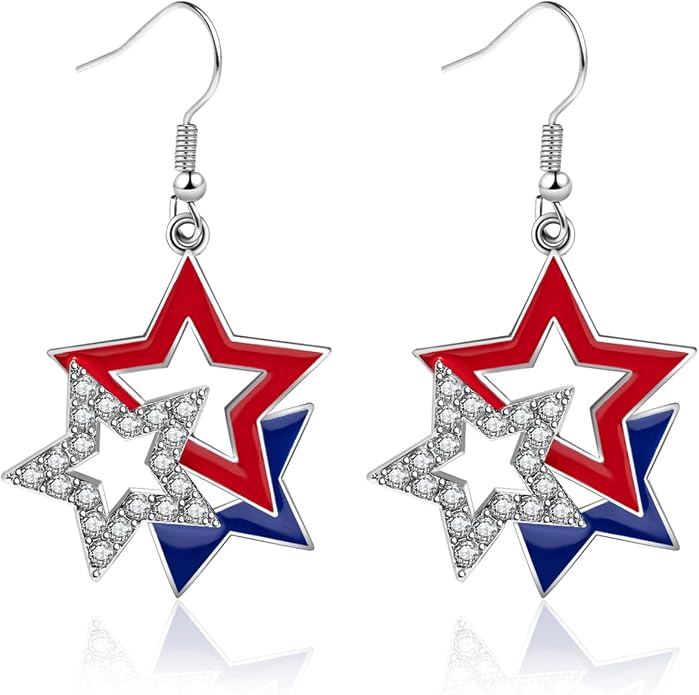 Star Flag Dangle Earrings